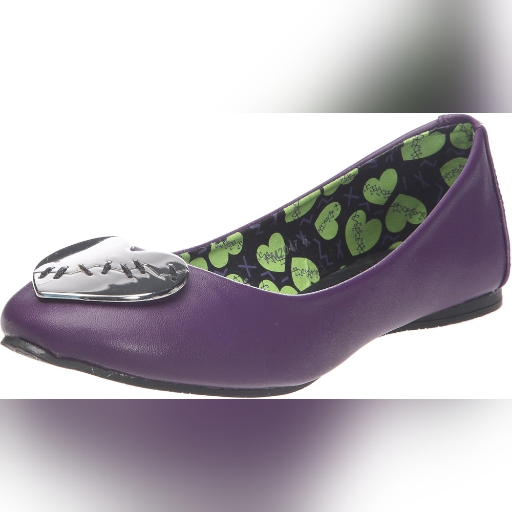 Purple Ballet Flats with Decorative Toe and Fun Interior